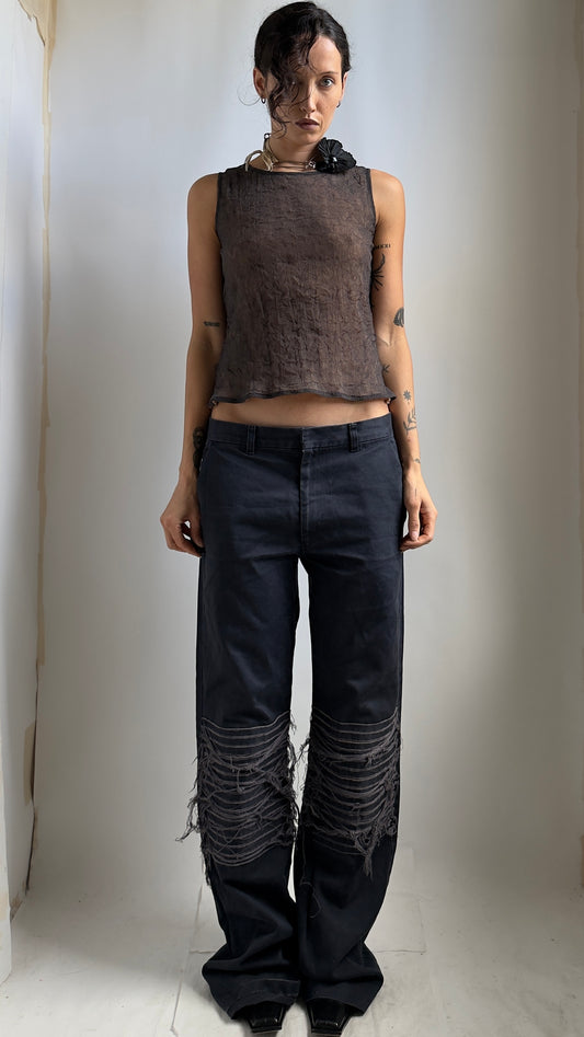RARE UNDERCOVER DECONSTRUCTED WIDE LEG JEANS / UK 8-12