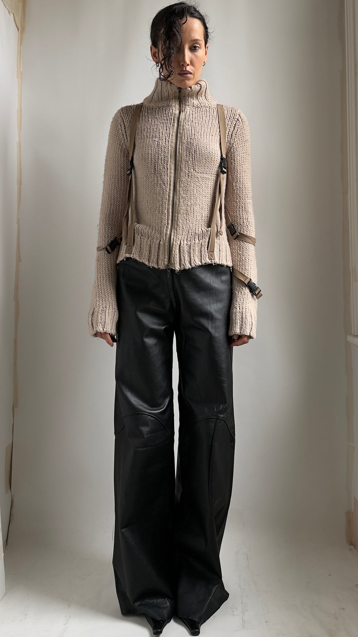 RARE 90S BONDAGE ZIP UP KNIT JACKET / UK 6-10