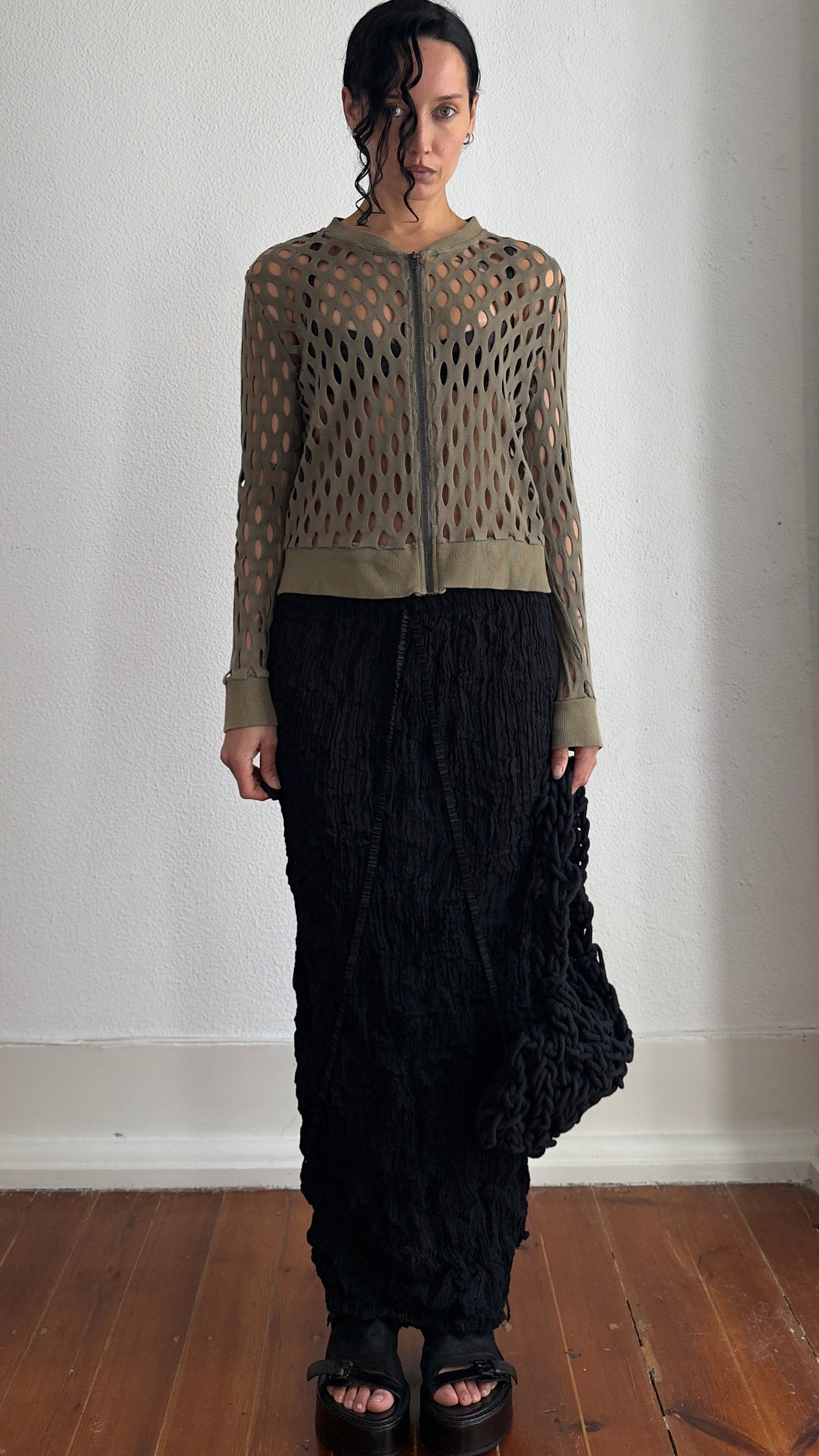90S ISSEY MIYAKE TEXTURAL SKIRT / UK 6-10