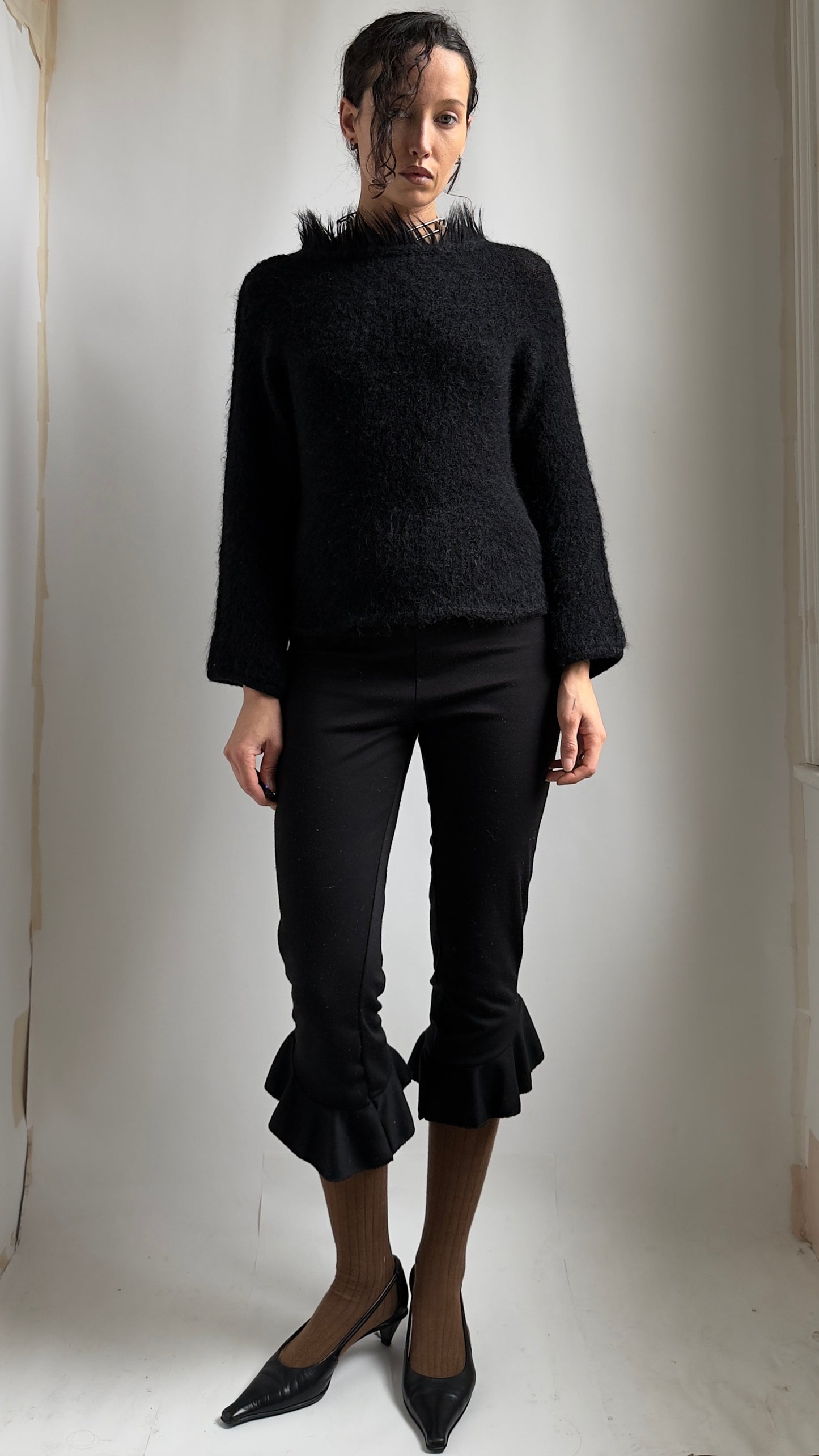 90S SOFT KNIT WITH FAUX FUR SPIKEY HEM / UK 6-12