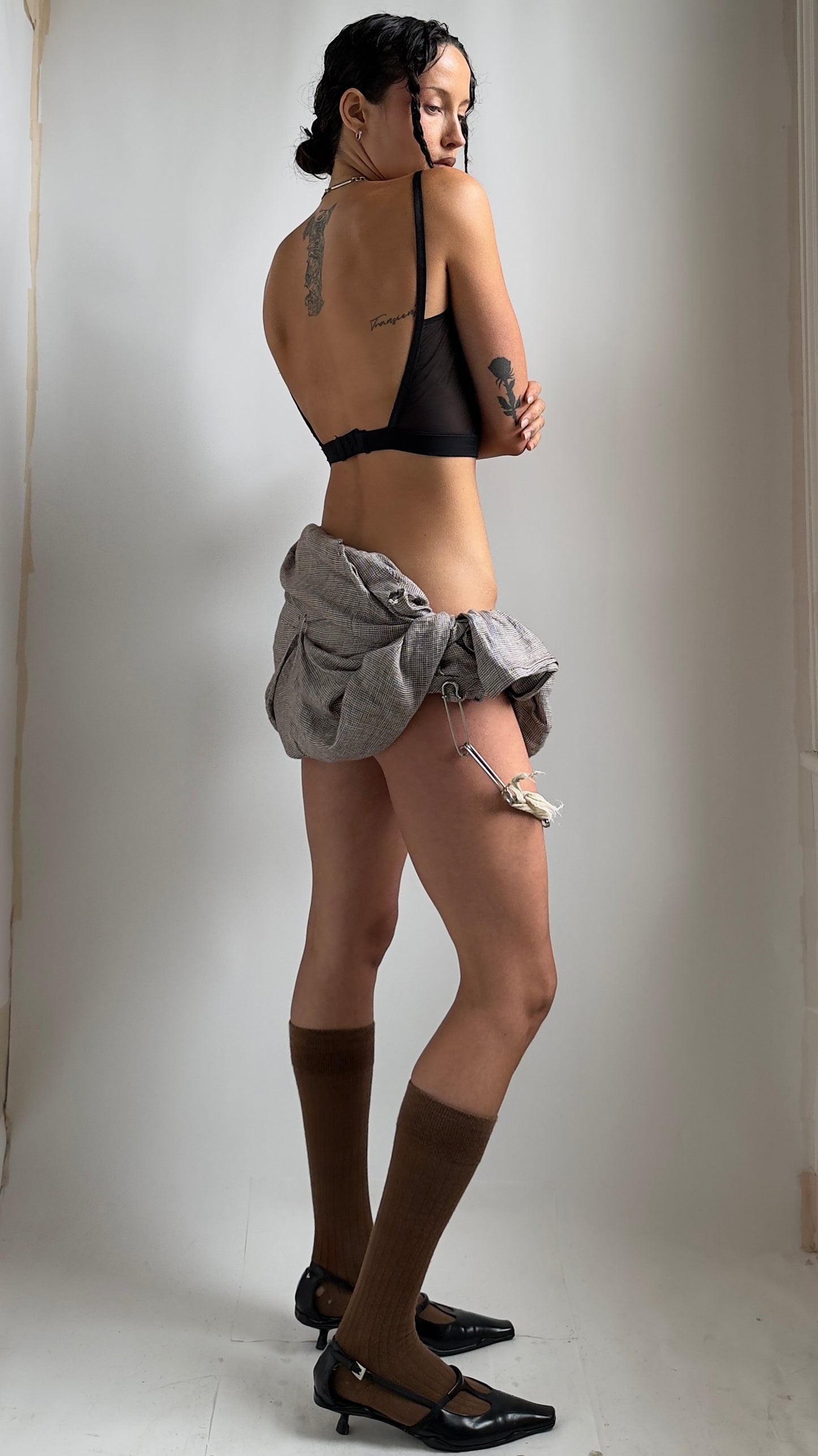 90S CALVIN KLEIN LOW BACK MINIMAL SHEER BRALET / UK 6