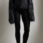 80S CROPPED BLUE AND BLACK MOHAIR JUMPER / UK 6-10