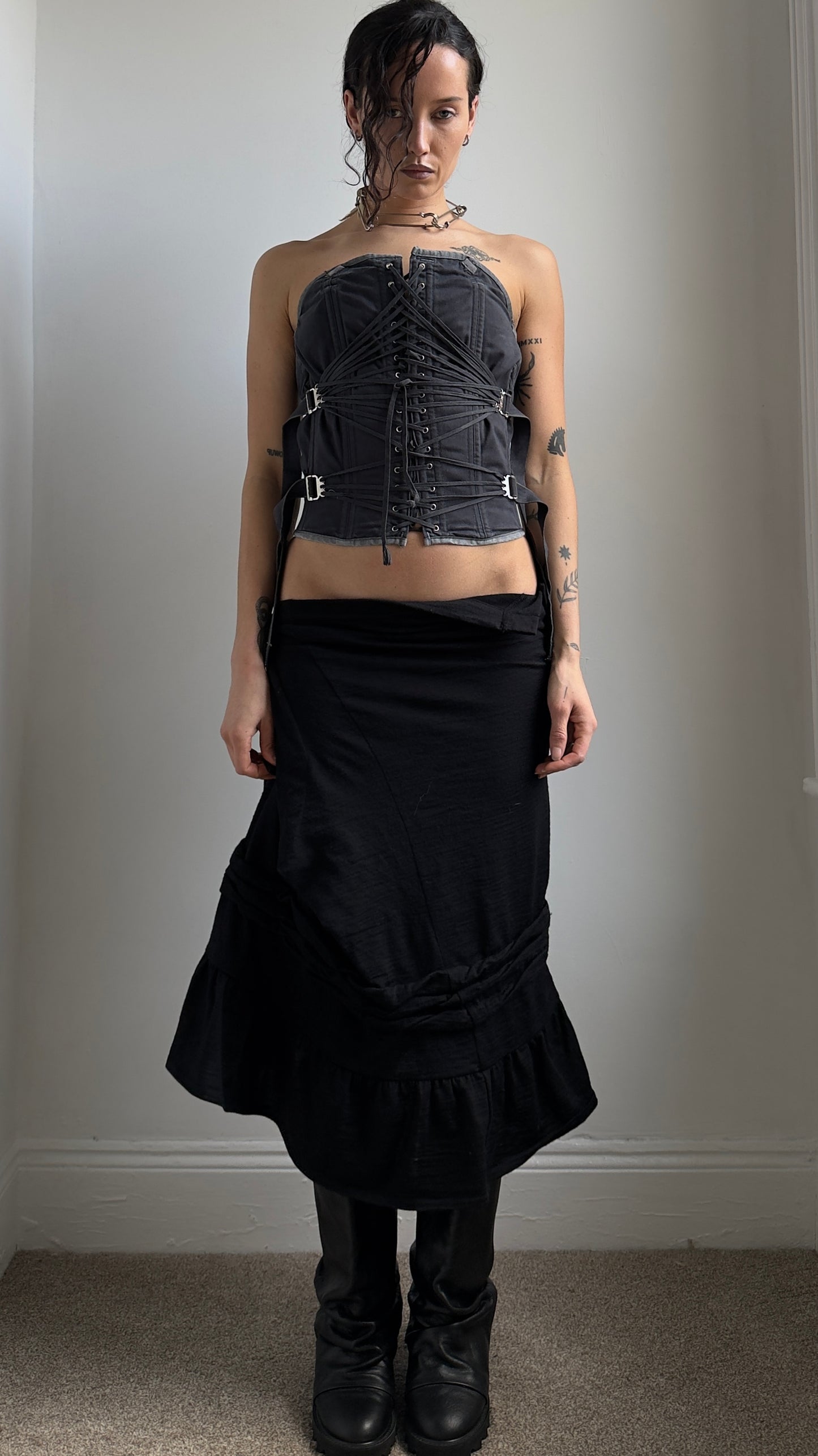 RARE 50S FAN LACED CORSET / UK 6