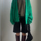 80S GREEN MOHAIR CARDIGAN / UK 6-10