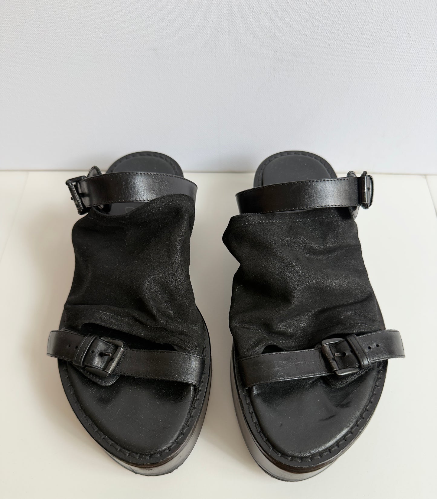 RARE MID 2000S ANN DEMEULEMEESTER PLATFORM SLOUCH SANDALS / 37 / UK 4