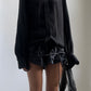 70S BLACK CREPE BEAGLE COLLAR SHIRT / UK 8-12