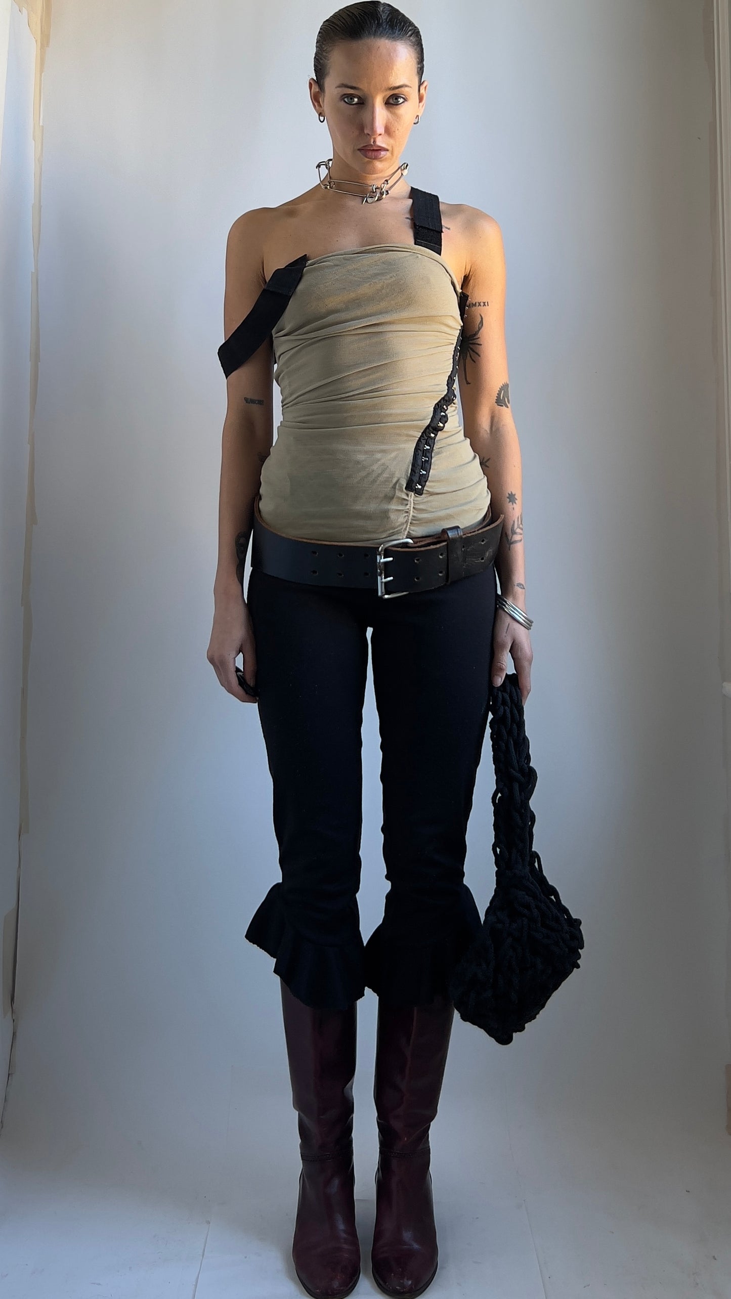 RARE EARLY 2000S D&G CORSET MESH TOP / UK 4