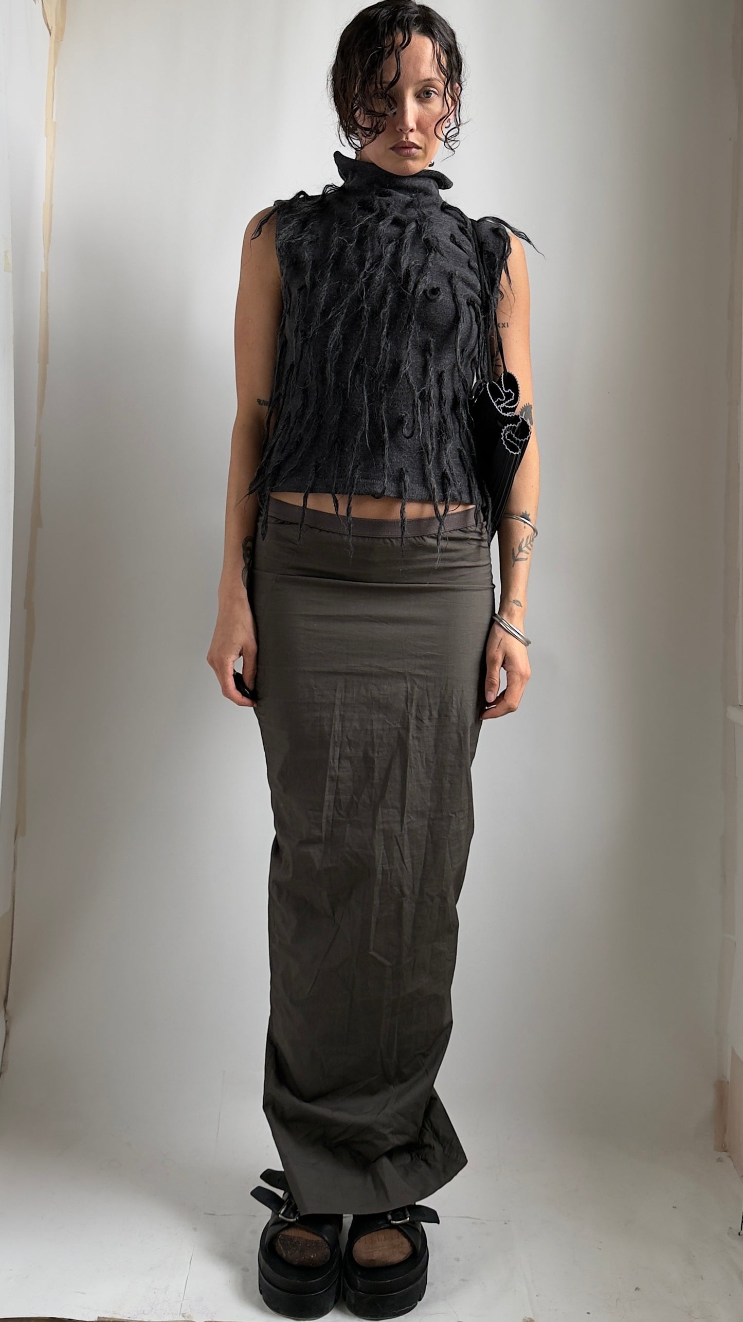 90S TEXTURAL MOCK NECK VEST TOP / UK 6-8