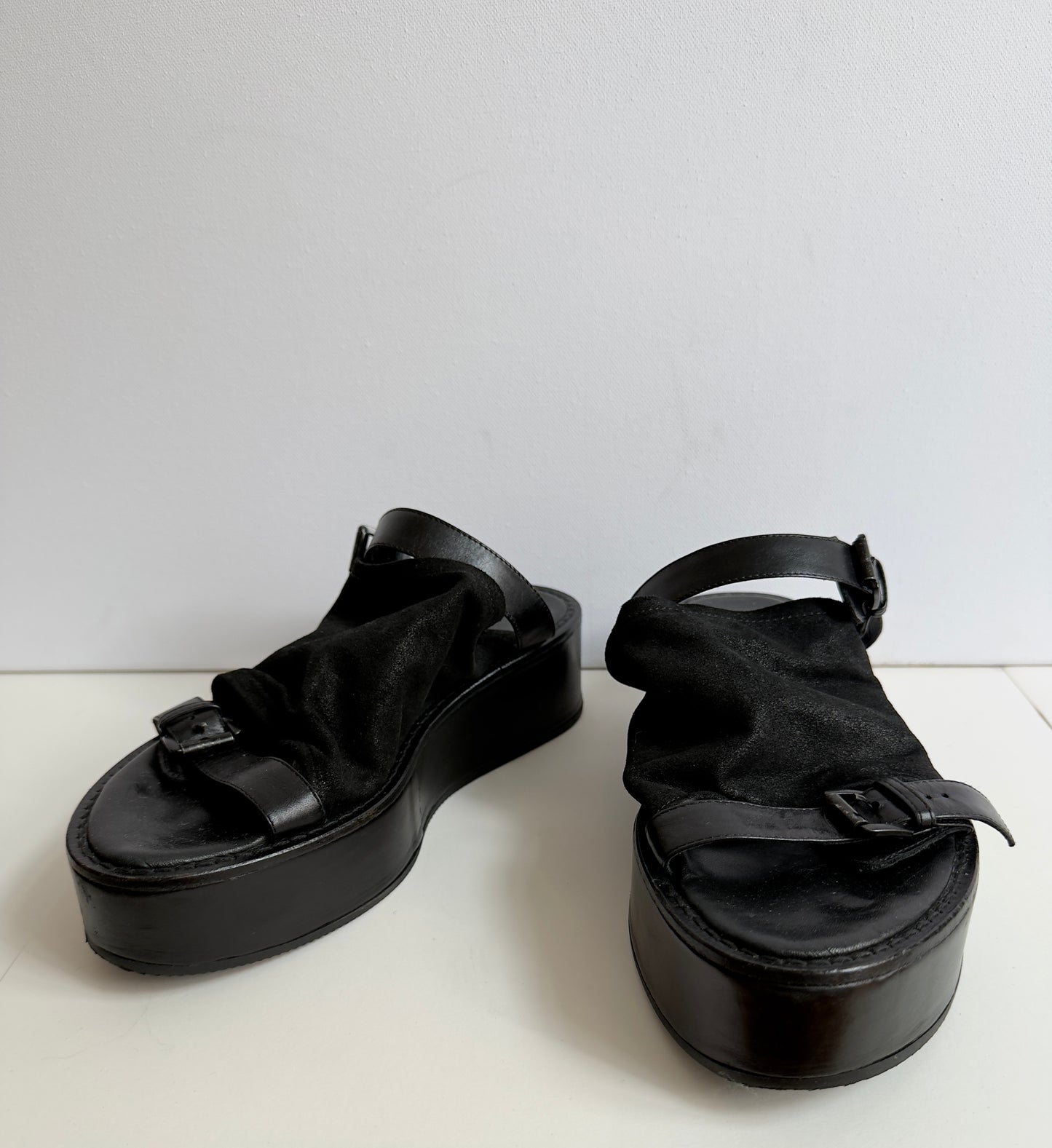 RARE MID 2000S ANN DEMEULEMEESTER PLATFORM SLOUCH SANDALS / 37 / UK 4
