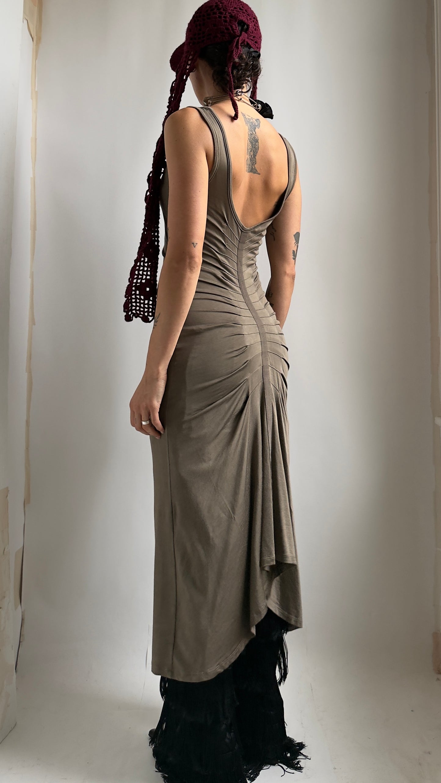 EARLY 2000S PLEIN SUD DRESS WITH WATERFALL BACK / UK 6