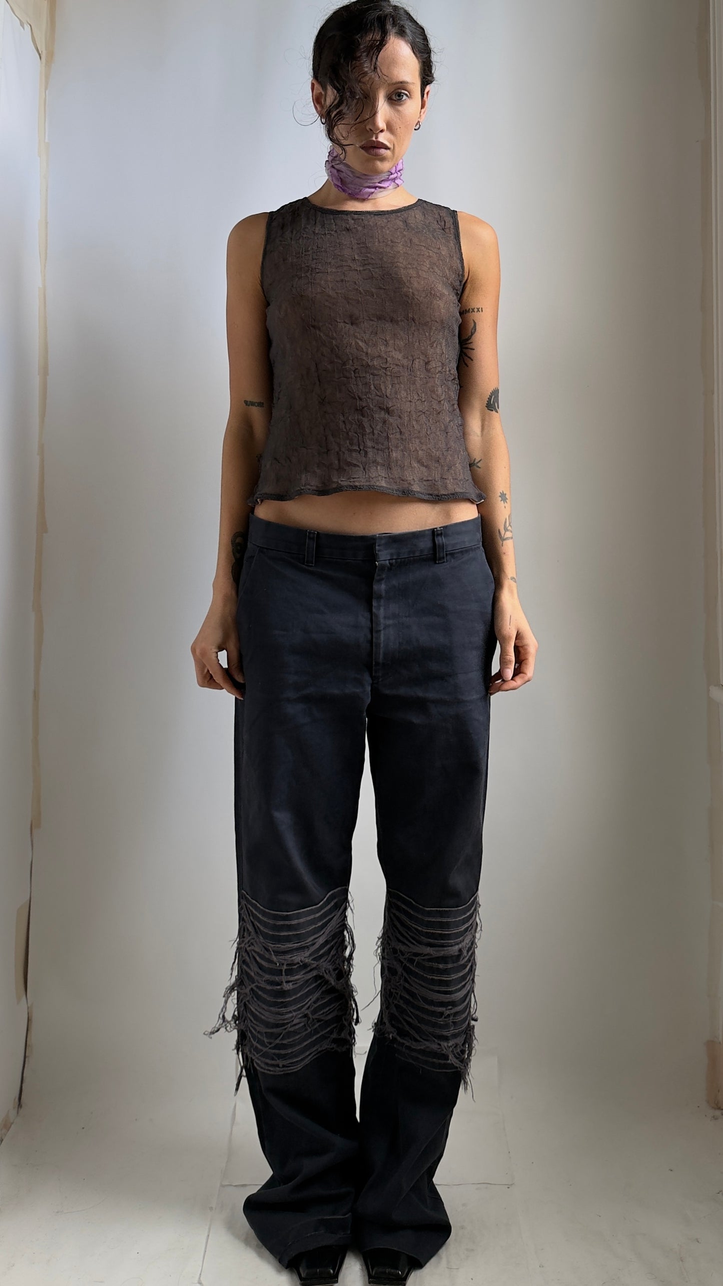RARE UNDERCOVER DECONSTRUCTED WIDE LEG JEANS / UK 8-12