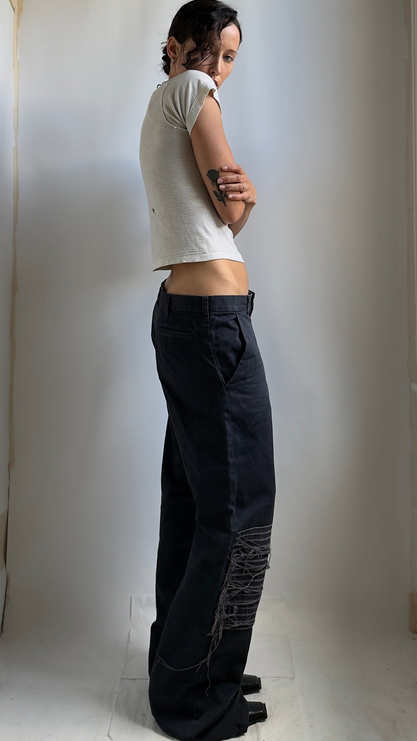 RARE UNDERCOVER DECONSTRUCTED WIDE LEG JEANS / UK 8-12