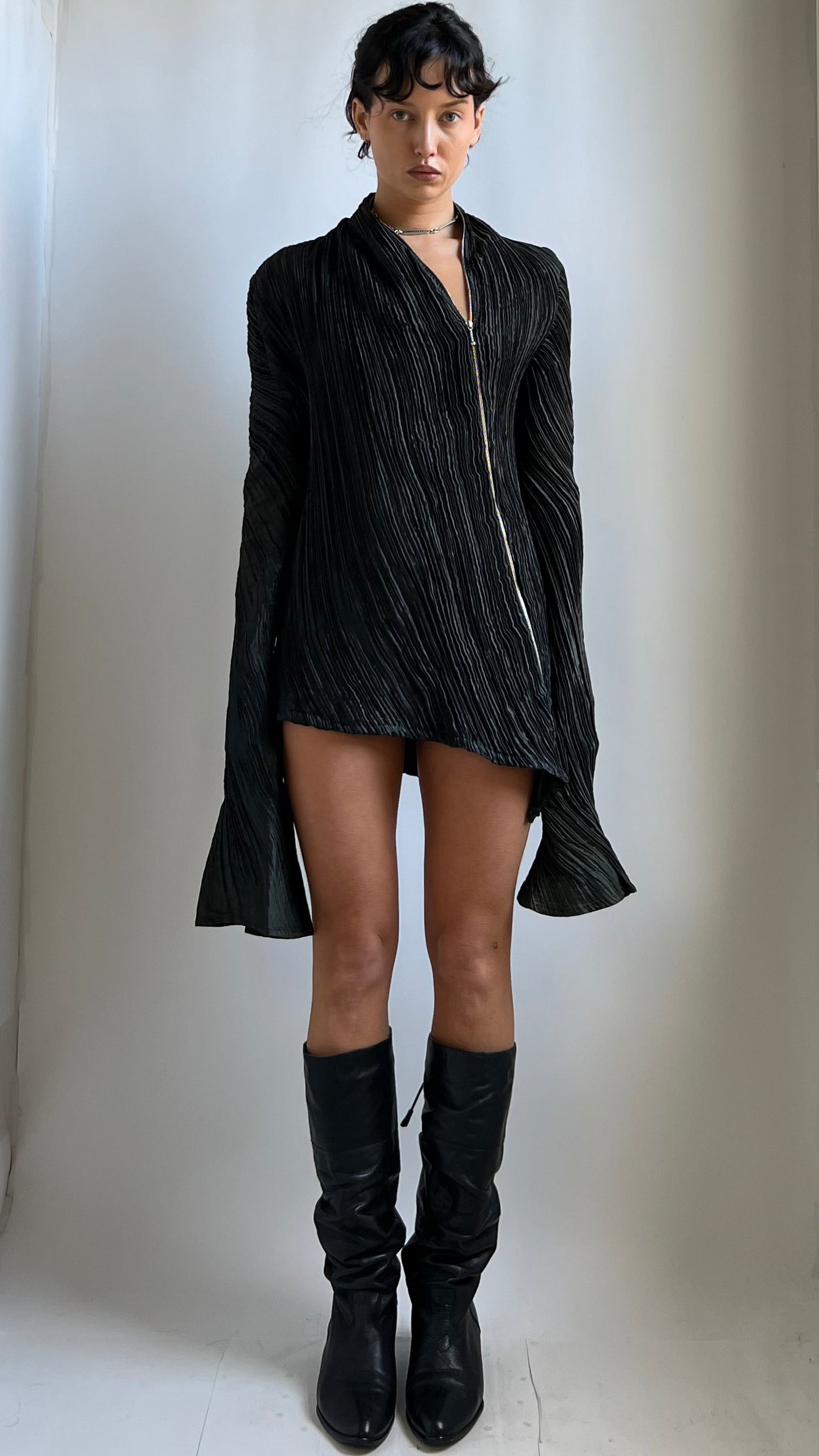 RARE 80S HELEN STOREY TWIST PLEATED DRESS