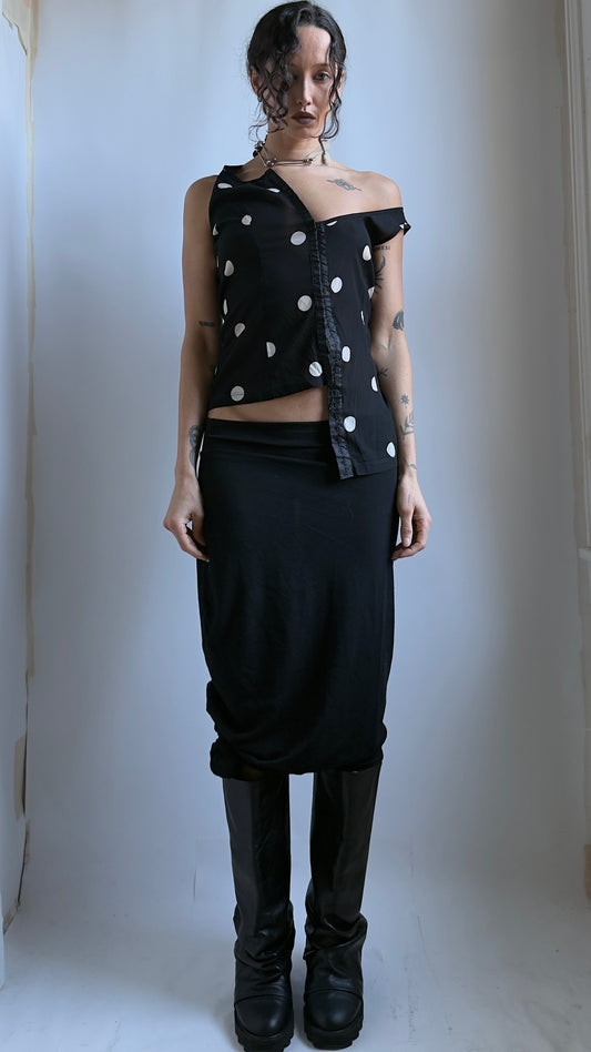 90S D&G SILK POLKA DOT BODICE TOP / UK 6-8