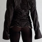 RARE 90S MICHIKO KOSHINO SHIRRED LEATHER JACKET / UK 6-10