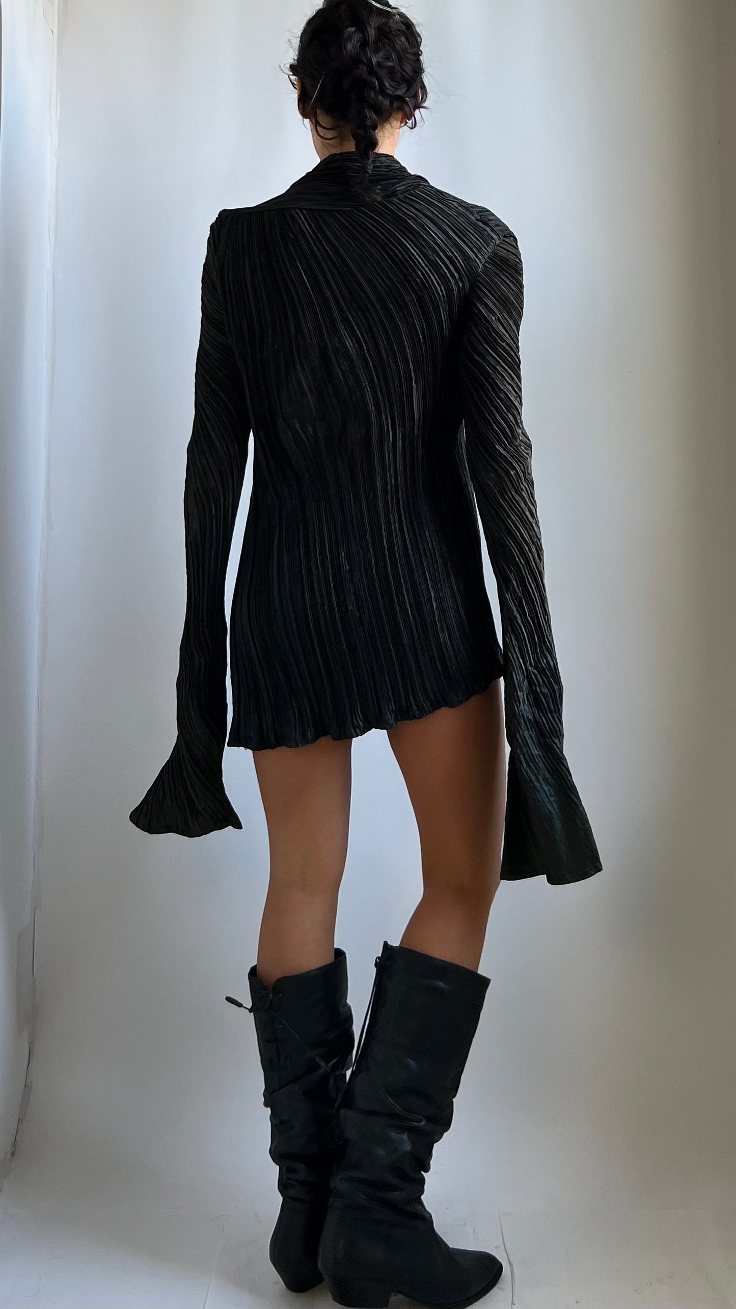 RARE 80S HELEN STOREY TWIST PLEATED DRESS