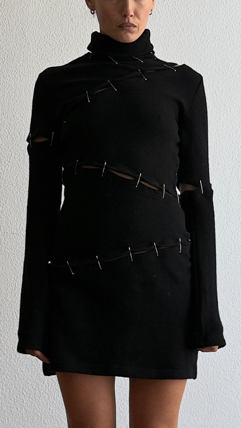 RARE EARLY 2000S PLEIN SUD SAFETY PIN DRESS / JUMPER / UK 8-10