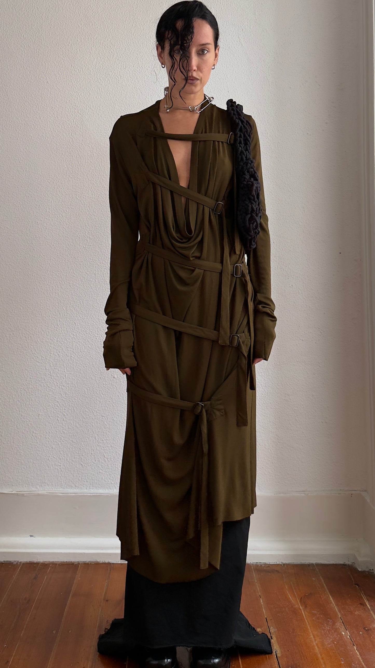 RARE LATE 90S JEAN PAUL GAULTIER OPEN FRONT BONDAGE DRESS / UK 6-10