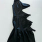 90S ASYMMETRICAL LEATHER CUT OUT DRESS / UK 6