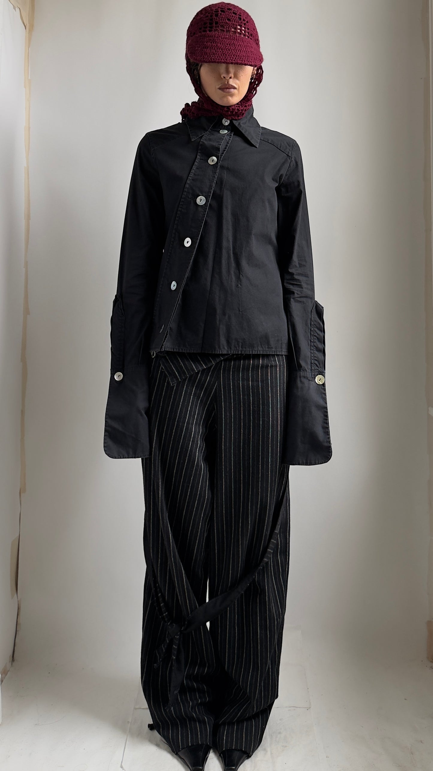 RARE 90S PASCAL HUMBERT ASYMMETRIC BUTTON SHIRT / UK 6-8