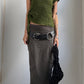 ISSEY MIYAKE CRINKLE PLEAT GREEN TOP WITH TIE / UK 6-10