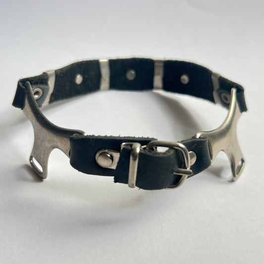 LEATHER CHOKER MADE FROM A VINTAGE BOOT STRAPS