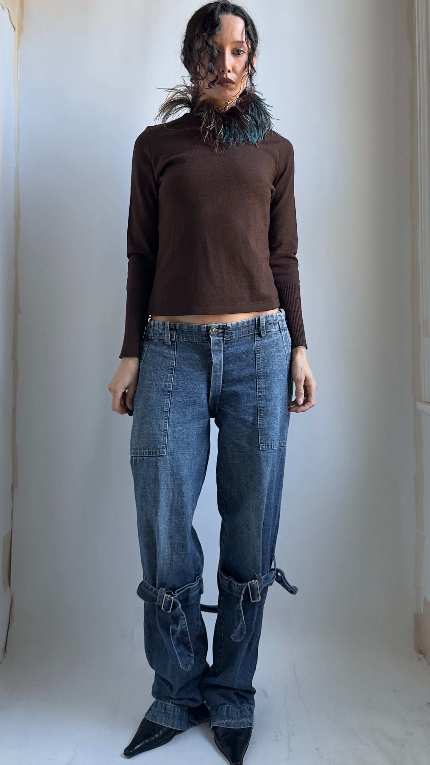 90S AMAYA ARZUGA FEATHER NECKLINE JUMPER / UK 6-10