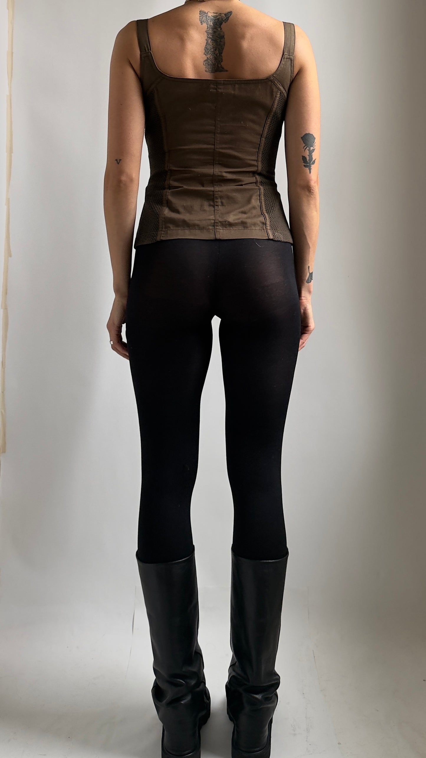 EARLY 2000S PLEIN SUD ZIP UP MESH TOP / UK 6-8