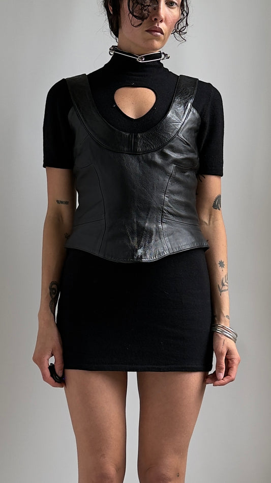 80S FITTED LEATHER TOP / UK 8-12