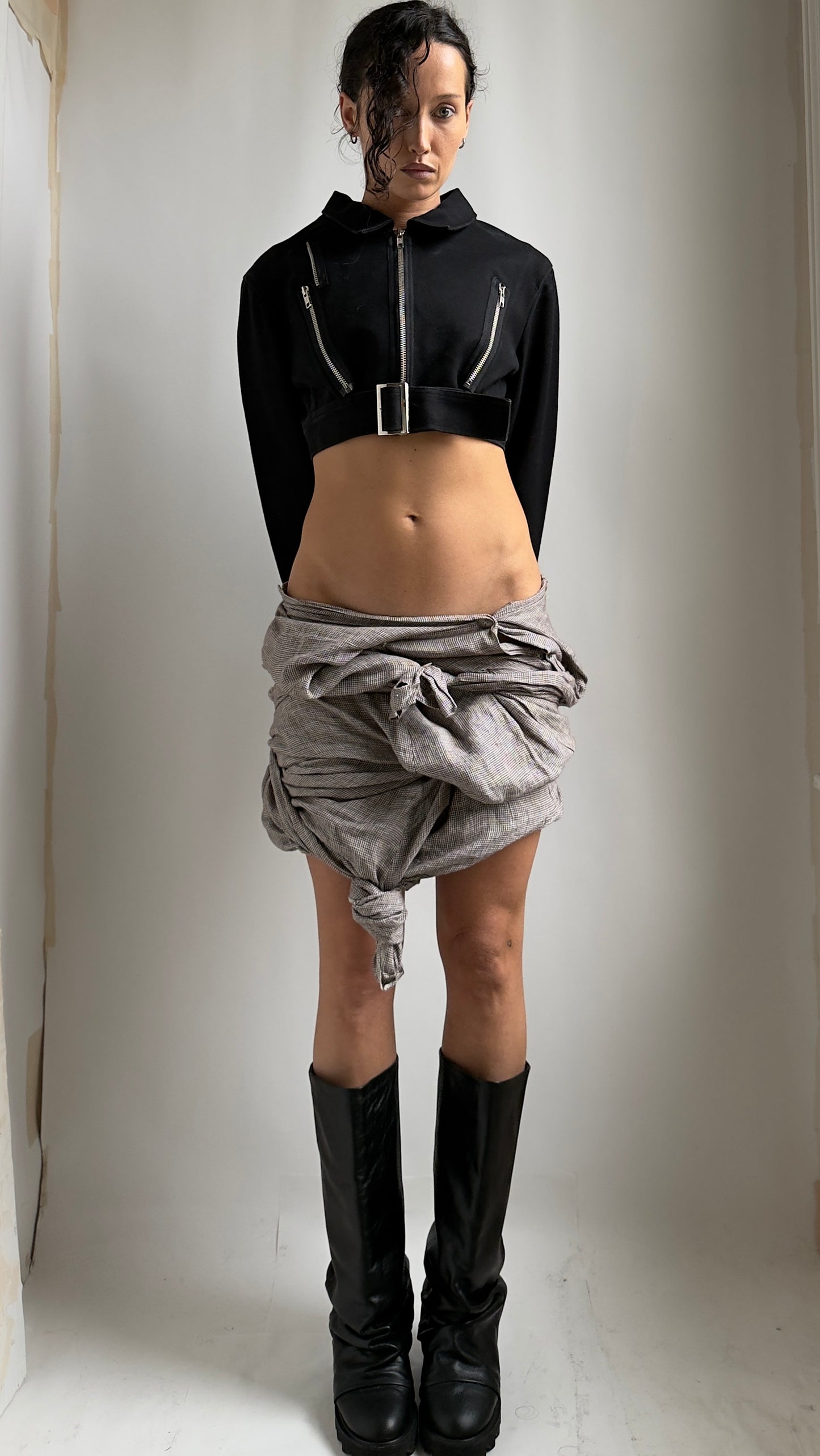 RARE S/S 94 YOHJI YAMAMOTO CROPPED FUNCTIONAL ZIP JACKET / UK 6-10