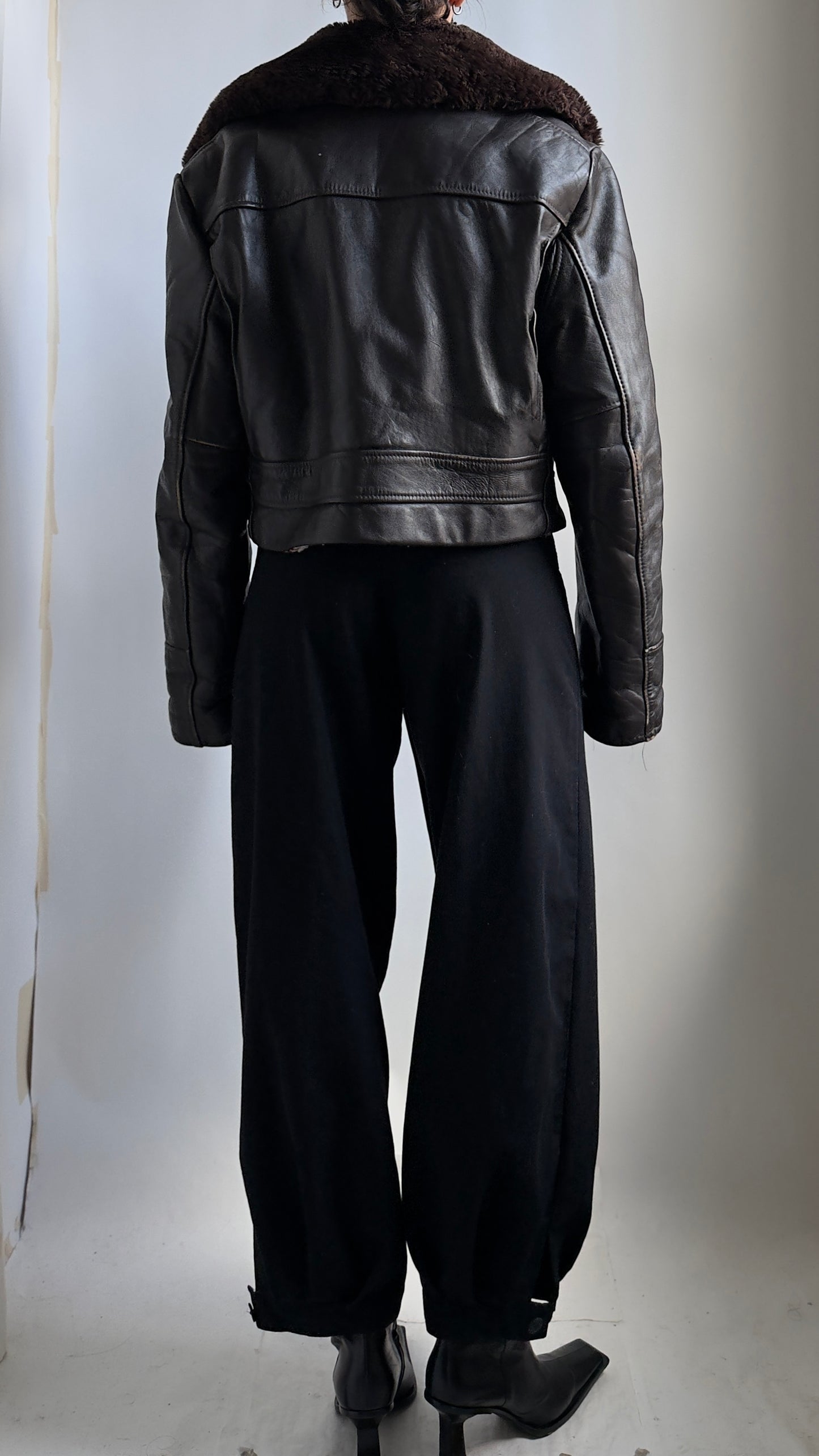 RARE 70S SCHOTT LEATHER JACKET WITH FAUX FUR LINING / UK 6-10