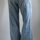 RARE 70S WINDOWPANE DENIM FLARES / UK 10-12