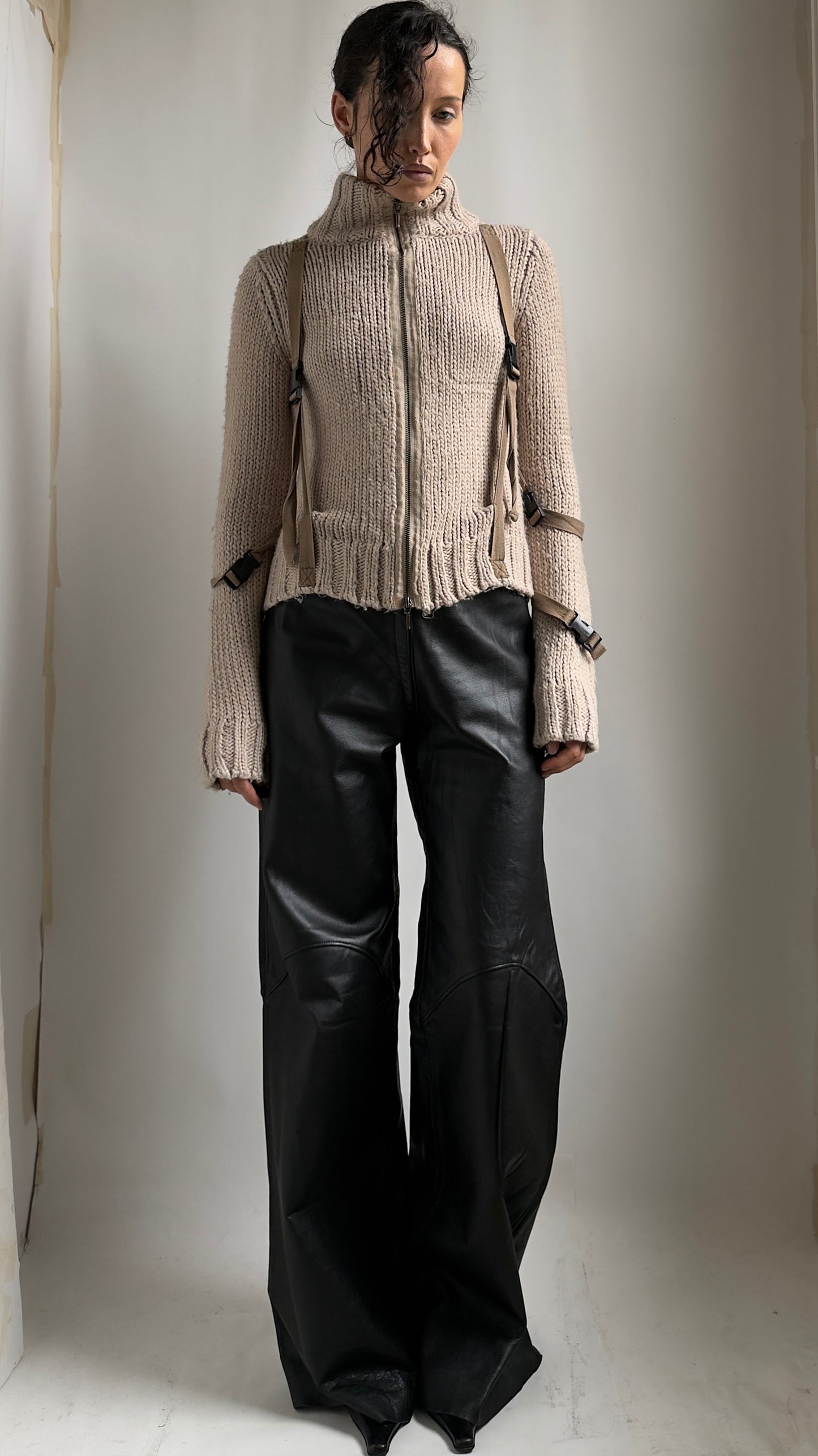 RARE 90S BONDAGE ZIP UP KNIT JACKET / UK 6-10