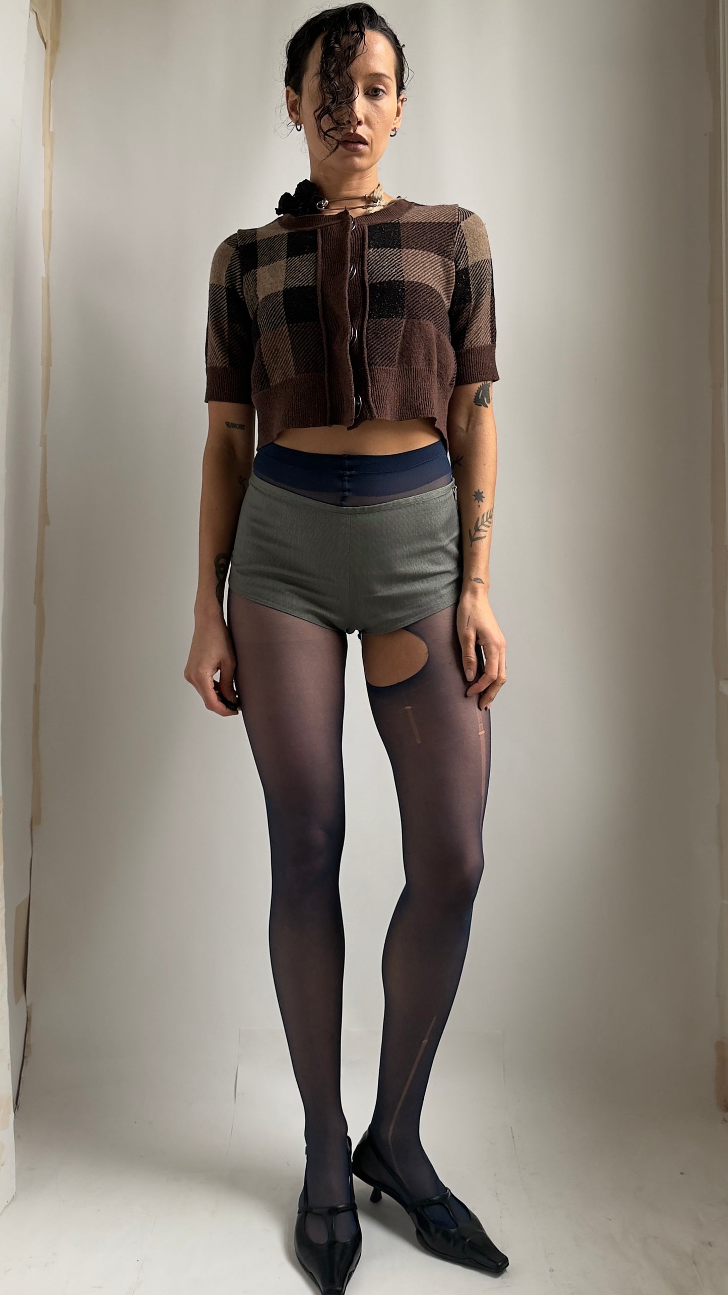 LATE 90S BURBERRY CROPPED WOOL TOP / UK 6-10