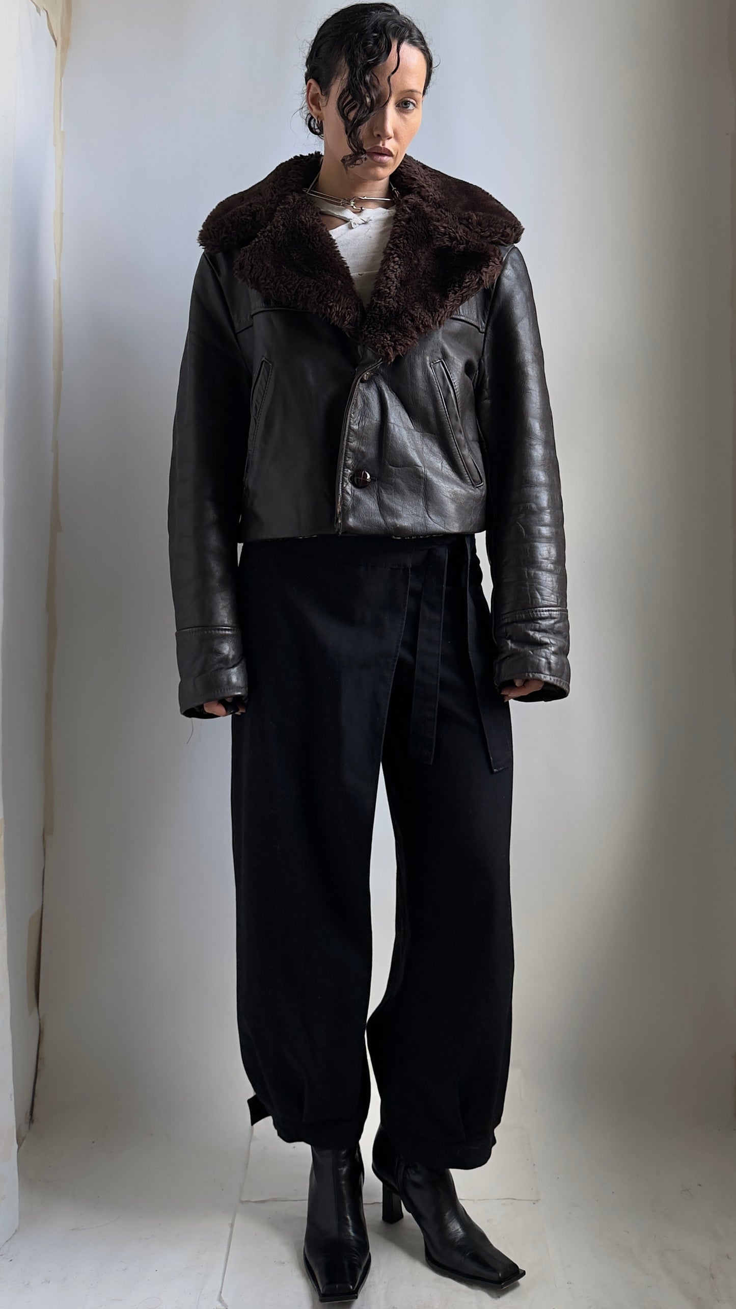 RARE 70S SCHOTT LEATHER JACKET WITH FAUX FUR LINING / UK 6-10