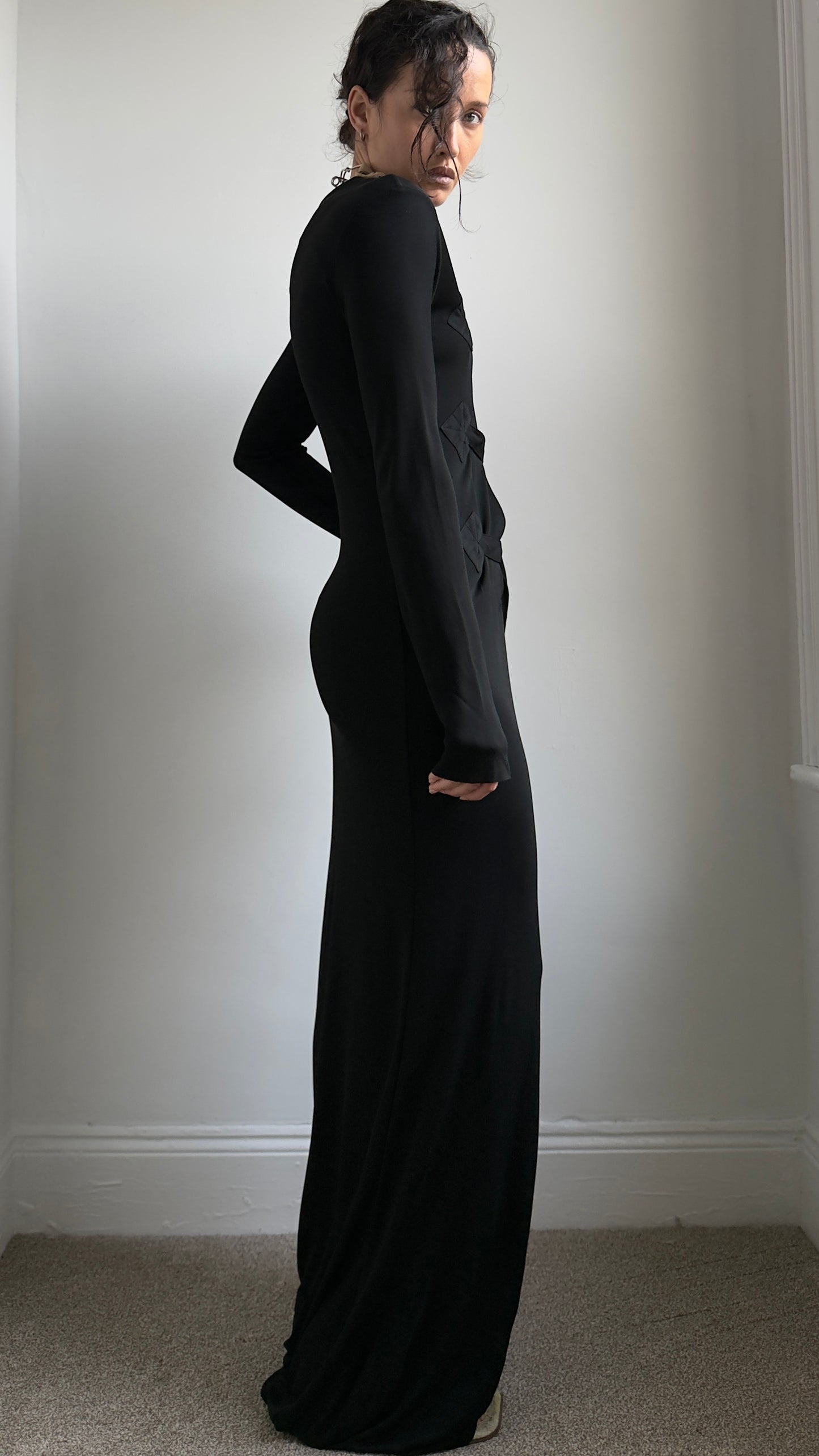 RARE 90S JEAN PAUL GAULTIER OPEN FRONT BONDAGE DRESS / UK 6-10