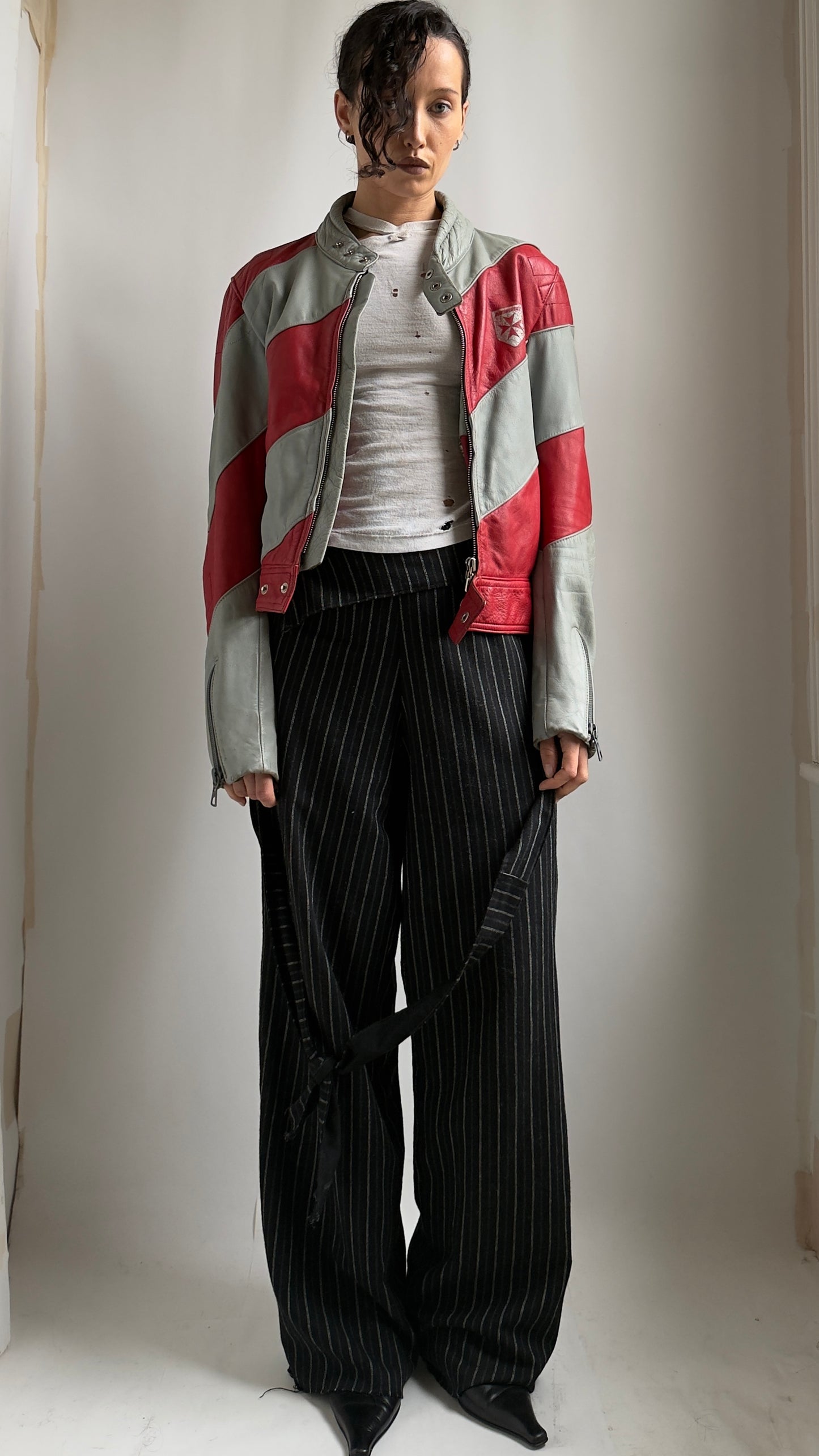 RARE 70S LEATHER RACING JACKET / UK 6-10