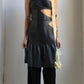 RARE 90S ASYMMETRICAL LEATHER CUT OUT DRESS / UK 6