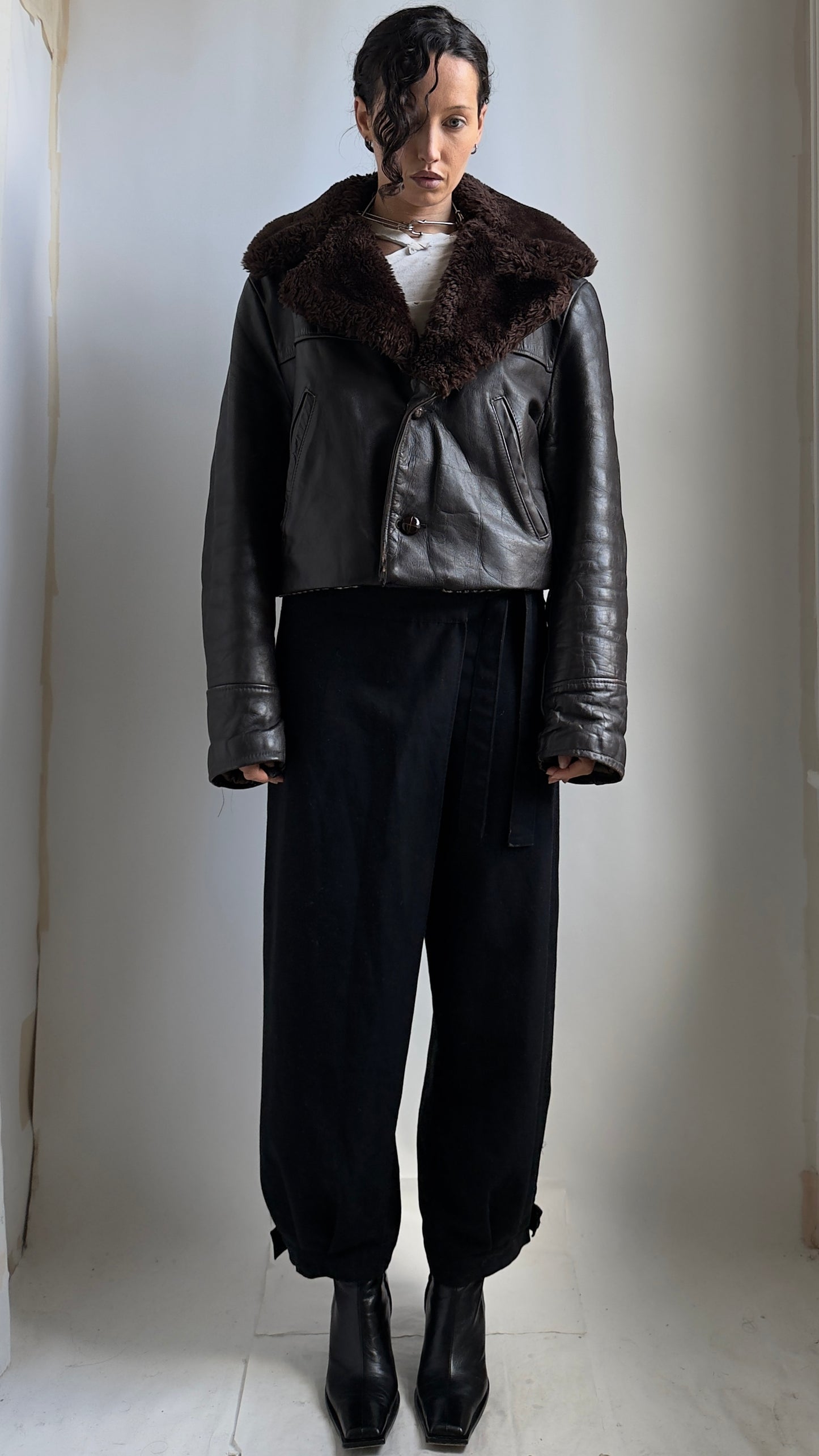 RARE 70S SCHOTT LEATHER JACKET WITH FAUX FUR LINING / UK 6-10