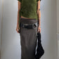ISSEY MIYAKE CRINKLE PLEAT GREEN TOP WITH TIE / UK 6-10