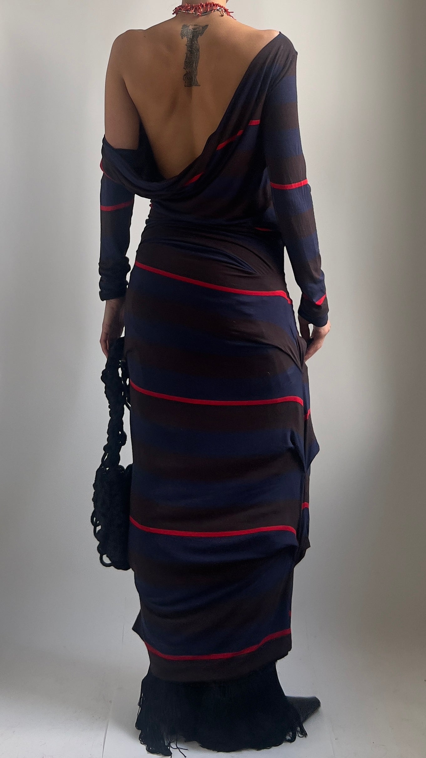 2000S VIVIENNE WESTWOOD ORIGAMI STRIPED DRESS / uk 10-12