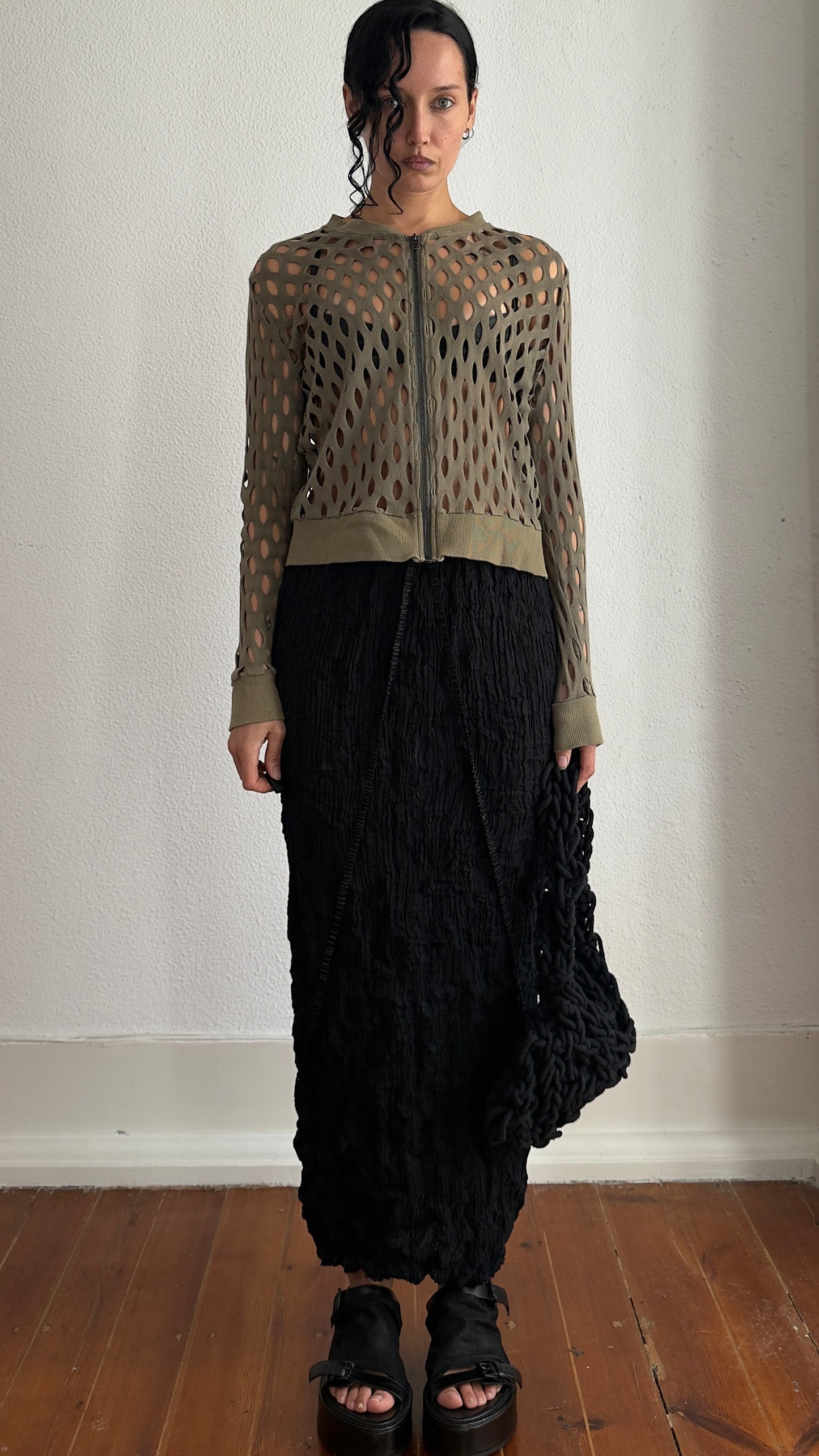 90S ISSEY MIYAKE TEXTURAL SKIRT / UK 6-10