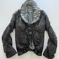 RARE 90S MICHIKO KOSHINO SHIRRED LEATHER JACKET / UK 6-10