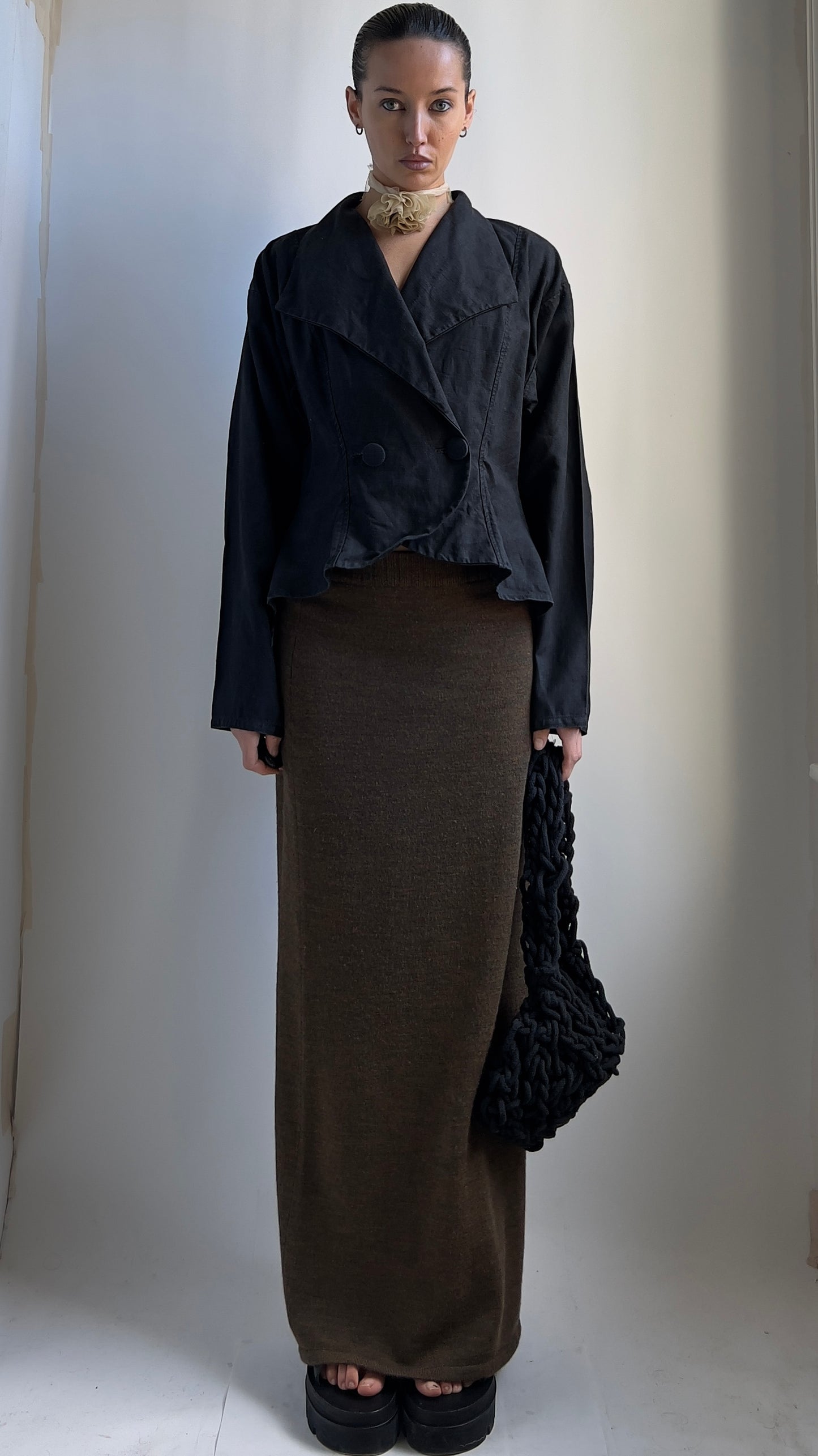 RARE 80S LINEN STRUCTURED JACKET / UK 6-8