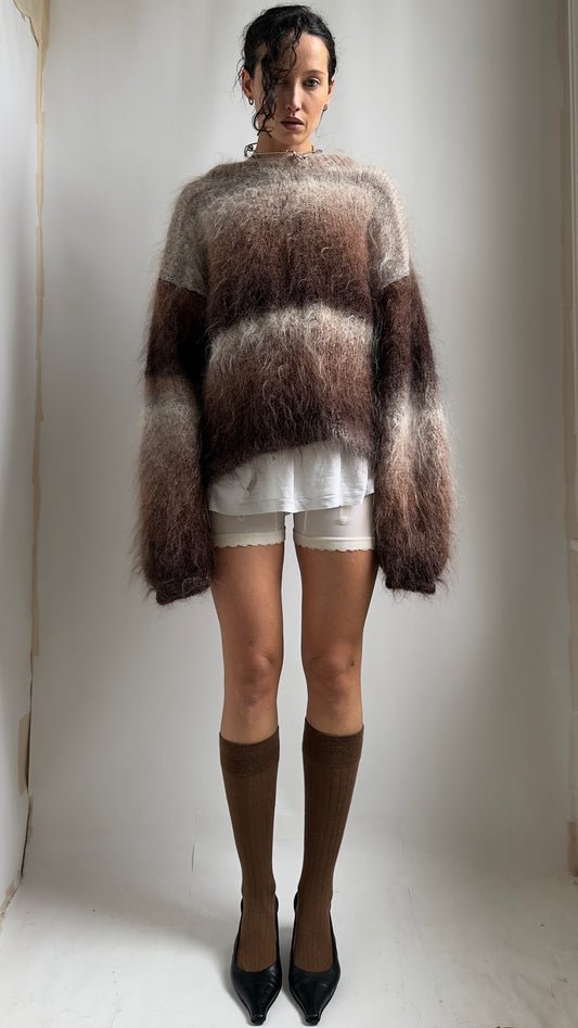 RARE 80S OVERSIZED OMBRE MOHAIR JUMPER / UK 8-12