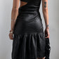 90S ASYMMETRICAL LEATHER CUT OUT DRESS / UK 6