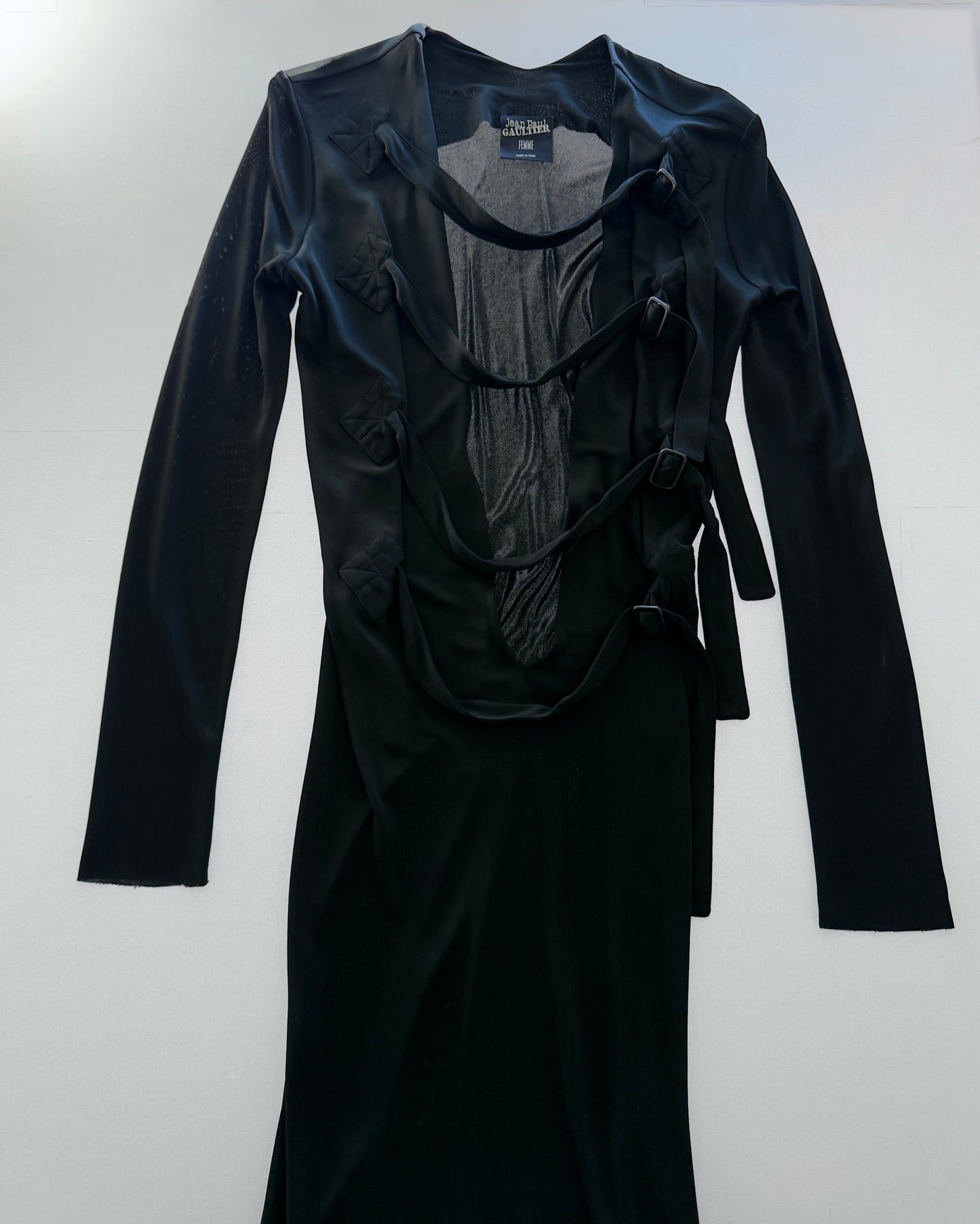 RARE 90S JEAN PAUL GAULTIER OPEN FRONT BONDAGE DRESS / UK 6-10