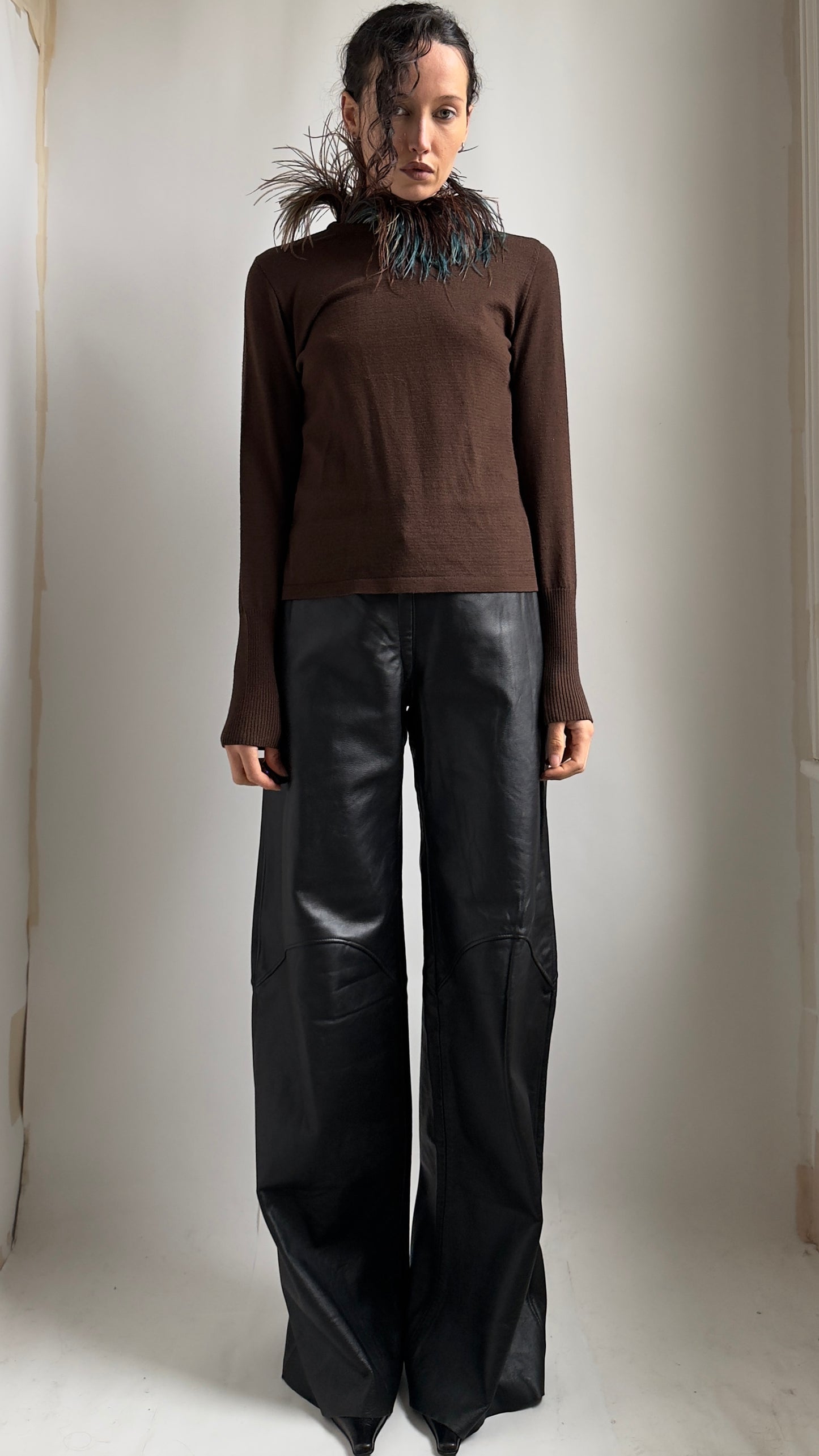 90S AMAYA ARZUGA FEATHER NECKLINE JUMPER / UK 6-10