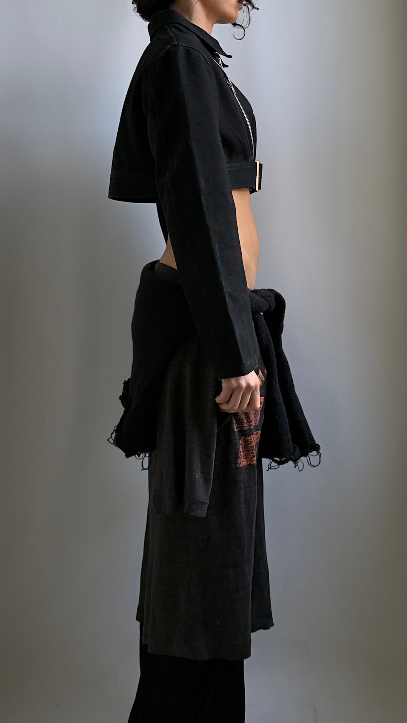 RARE S/S 94 YOHJI YAMAMOTO CROPPED FUNCTIONAL ZIP JACKET / UK 6-10