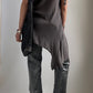 90S TAUPE KNIT ASYMMETRICAL TOP / UK 8-12